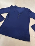 BLUSA MANGA LONGA COM BOTOES ARTE DE VESTIR AZUL MARINHO 