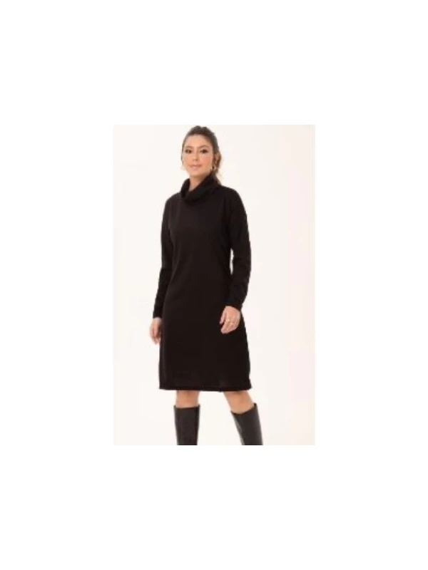 VESTIDO SCHEINY MANGA LONGA COM GOLA RIBANA 