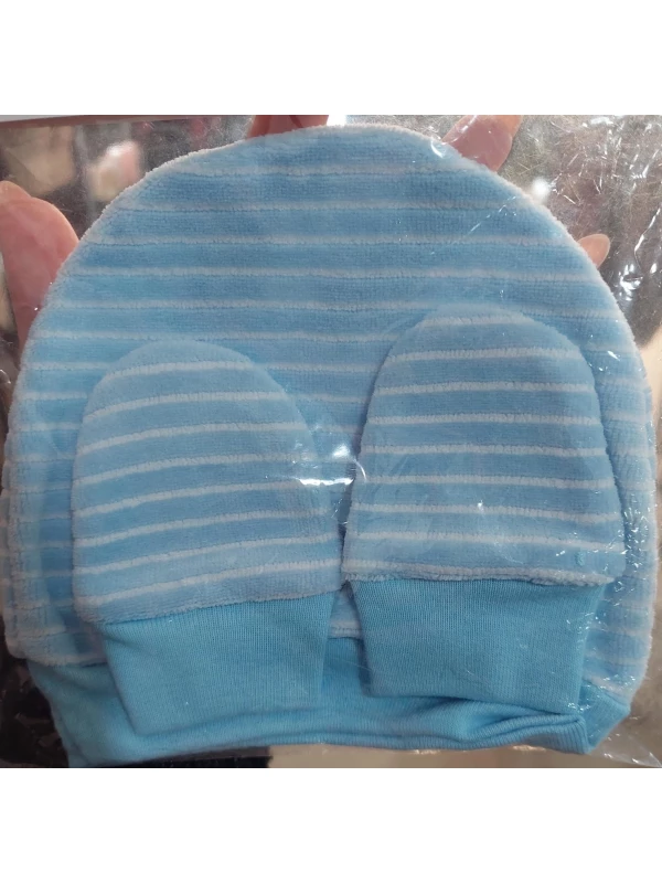 KIT BEBE TOUCA+ LUVA AZUL 