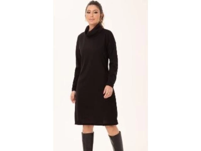 VESTIDO SCHEINY MANGA LONGA COM GOLA RIBANA 